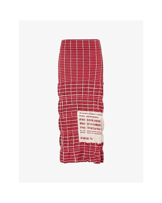 Ph5 Red Daru Mid-rise Recycled Viscose-blend Midi Skirt