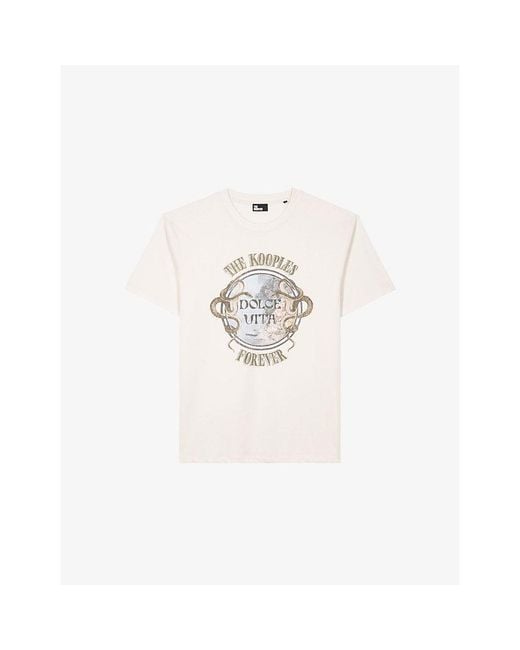 The Kooples White Branded Short-Sleeved Cotton-Jersey T-Shirt for men