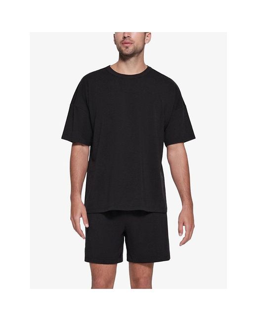 Skims Black Lounge Relaxed-Fit Cotton-Blend Jersey T-Shirt for men