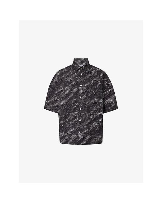 Jacquemus Black La Rio Short-Sleeve Cotton Shirt for men