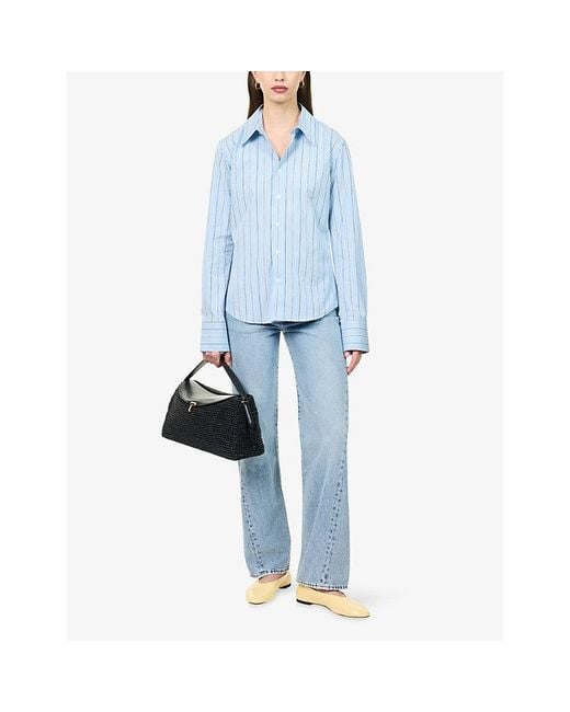 AMI Blue Classic Pinstripe Cotton Shirt