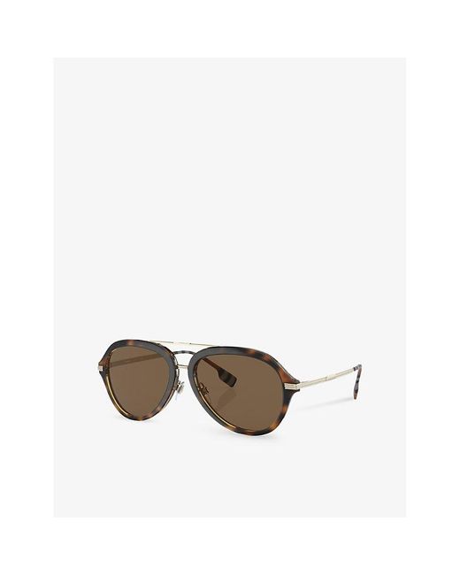 Burberry Brown Be4377 Jude Pilot-frame Tortoiseshell Acetate Sunglasses for men
