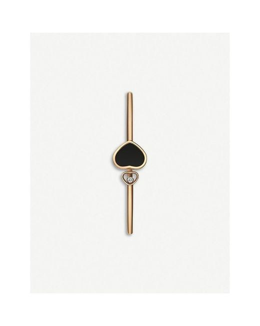 Chopard Multicolor Happy Hearts 18Ct Rose- Onyx And Diamond Bangle Bracelet