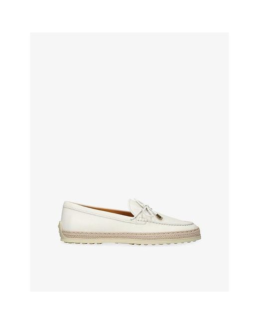 Tod's Natural Laccetto 92K Leather Loafers