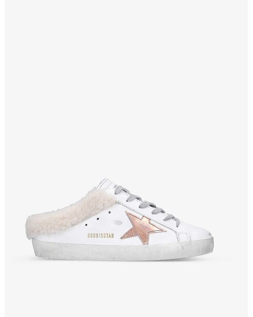 Golden Goose Superstar Sabot 11228 Leather And Shearling Trainers in White  | Lyst