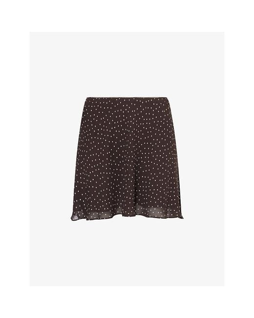 Reformation Brown Brandy Polka-Dot Woven Mini Skirt