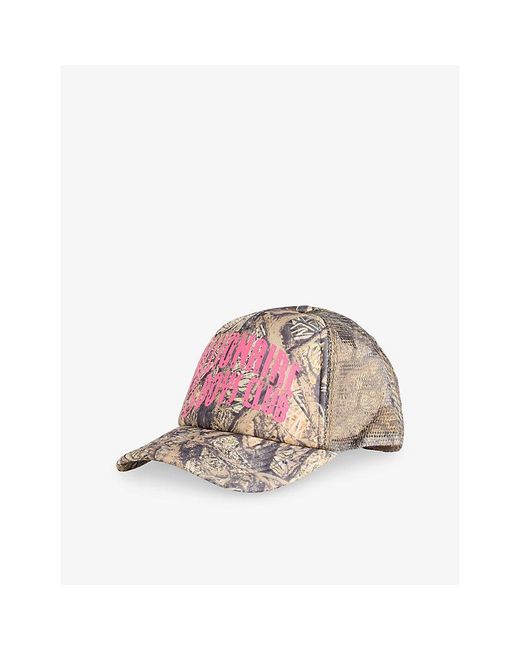 BBCICECREAM Pink Diamonds & Dollars Tree Arch-Logo Mesh Trucker Cap for men