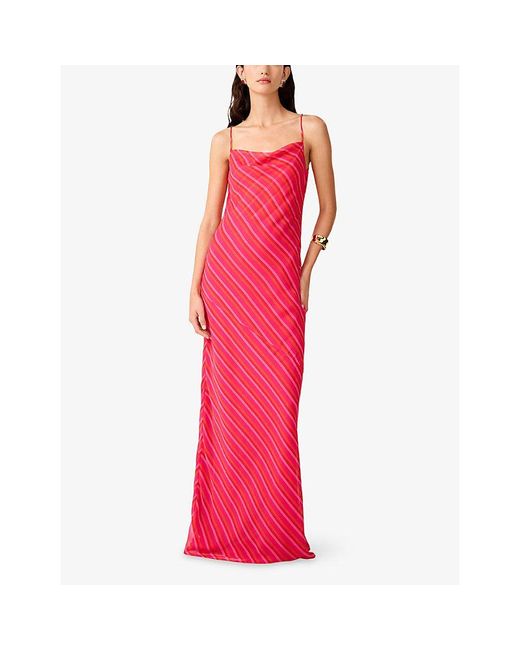 OMNES Red Koko Cowl-Back Woven Maxi Dress
