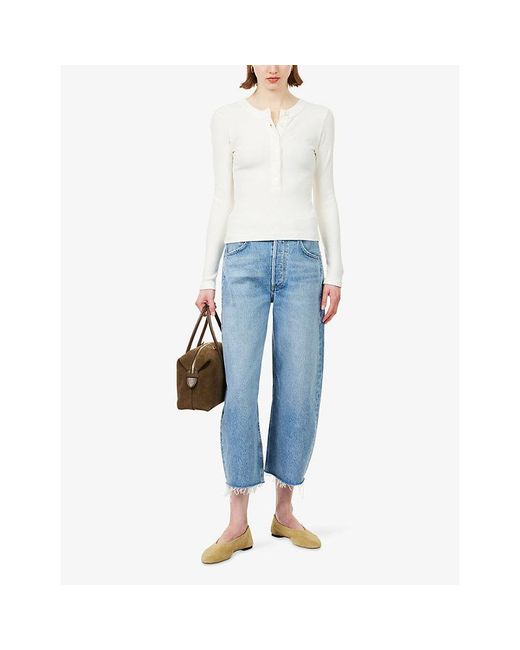 Citizens of Humanity White Varra Henley Cotton-Jersey Top
