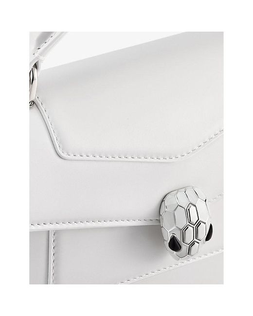 BVLGARI White Serpenti Forever Leather Top-handle Bag