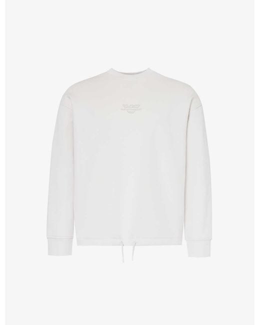 Emporio Armani White Logo-embroidered Cotton-blend Sweatshirt for men