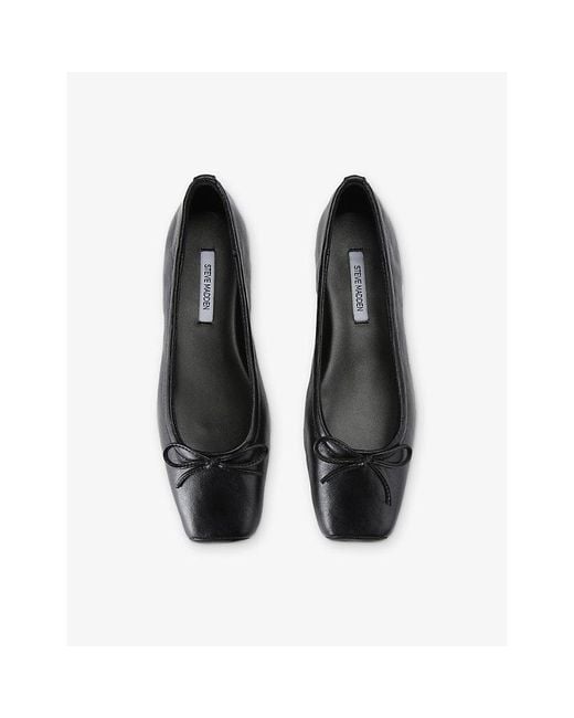 Steve Madden Black Eleve Leather Ballet Flats