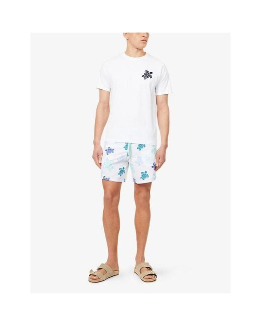 Vilebrequin Blue Moorea Turtle-Print Swim Shorts for men