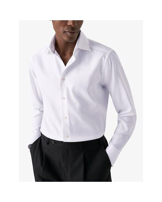 Eton of Sweden White Cutaway-Collar Single-Cuff Slim-Fit Cotton-Twill Shirt for men