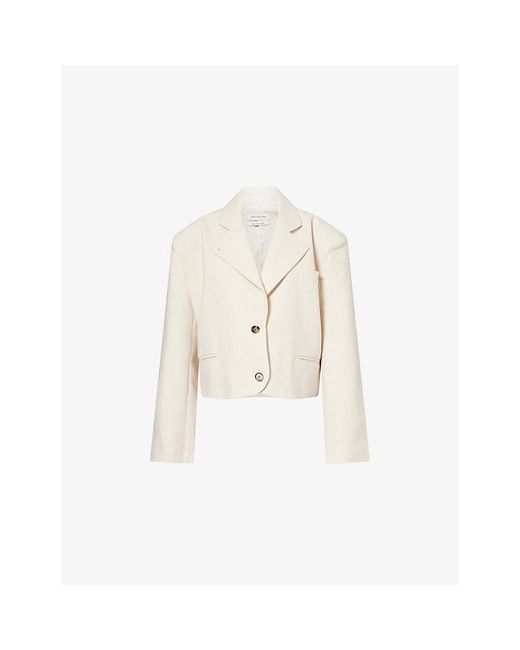 Atelier Ninety Five White Oversized Boxy Woven Blazer
