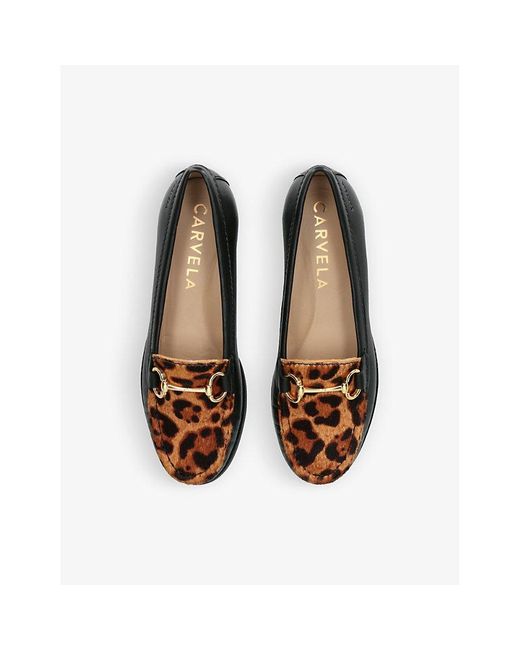 Carvela Kurt Geiger Black Click Leopard-print Leather Loafers