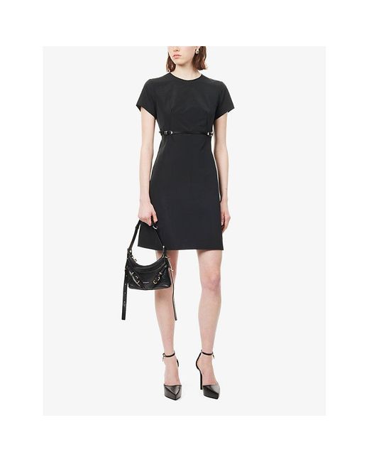 Givenchy Black Voyou Flared-hem Shell Mini Dress