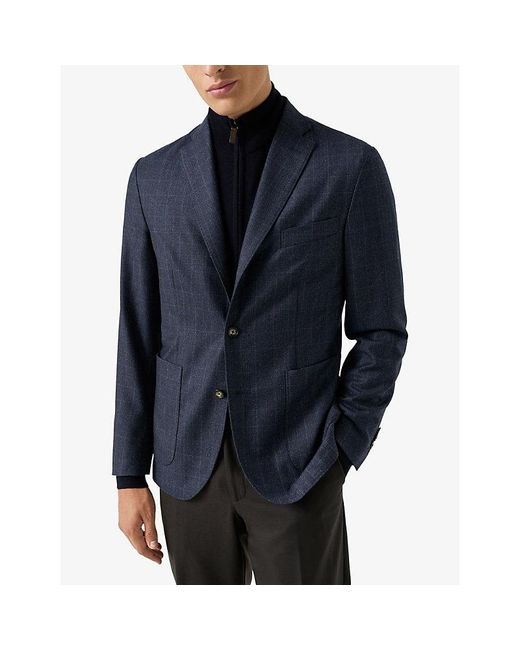 Eton of Sweden Blue Zip-Up Knitted Wool Cardigan for men
