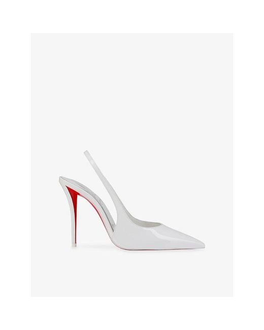 Christian Louboutin White Miss Z Sling Back 100 Patent-Leather Heeled Courts
