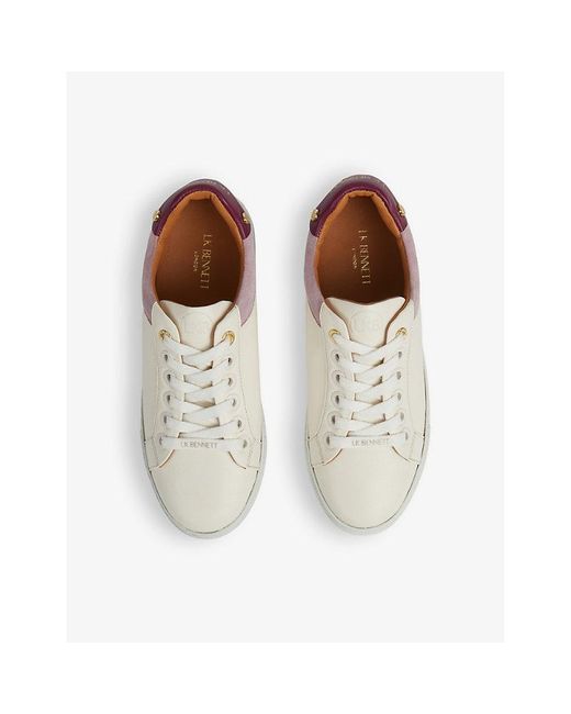 L.K.Bennett White Signature Stud-embellished Leather Low-top Trainers