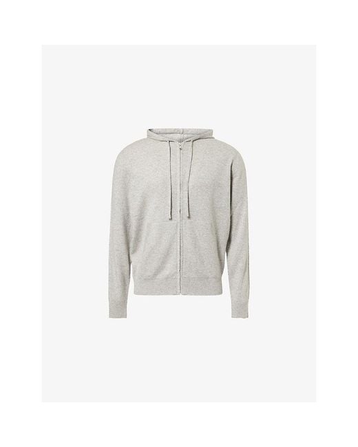 Sunspel Gray Lounge Zip-Up Cashmere Hoody for men