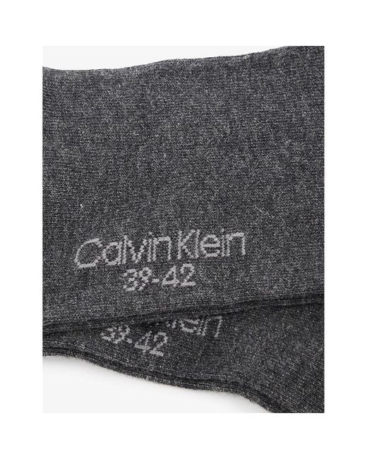 Calvin Klein Gray Ribbed-trim Branded Pack Of Two Cotton-blend Socks for men