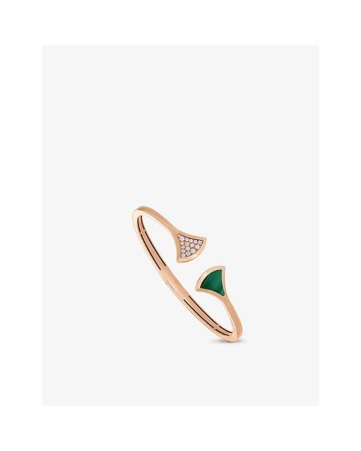 BVLGARI White Diva's Dream 18Ct Rose- Malachite And 0.16Ct Brilliant-Cut Diamond Bracelet