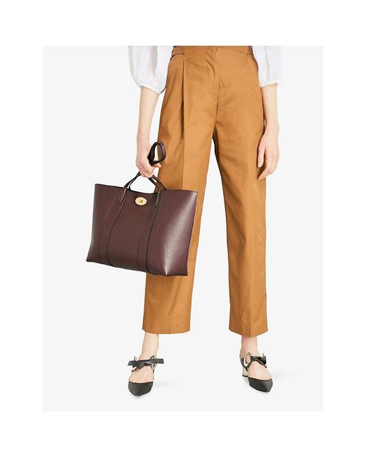 Mulberry Brown Bayswater Small Grained-Leather Tote Bag