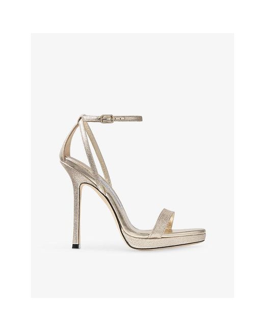 Jimmy Choo White Moza Pf 120 Leather Heeled Sandals