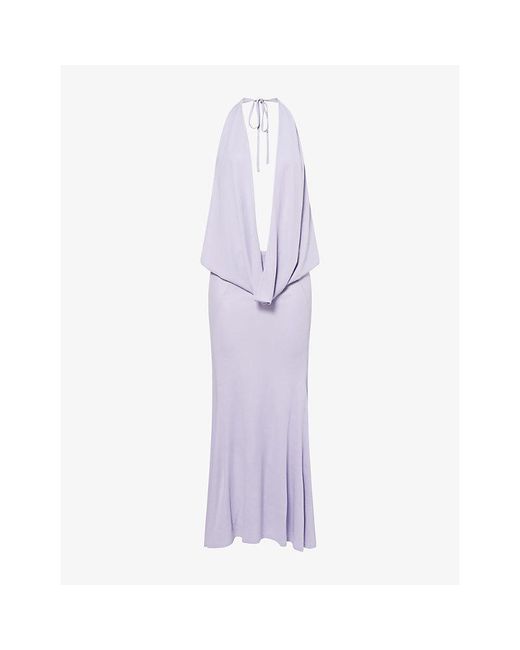 Rat & Boa Purple Aris Cowl-Neck Woven Midi Dress