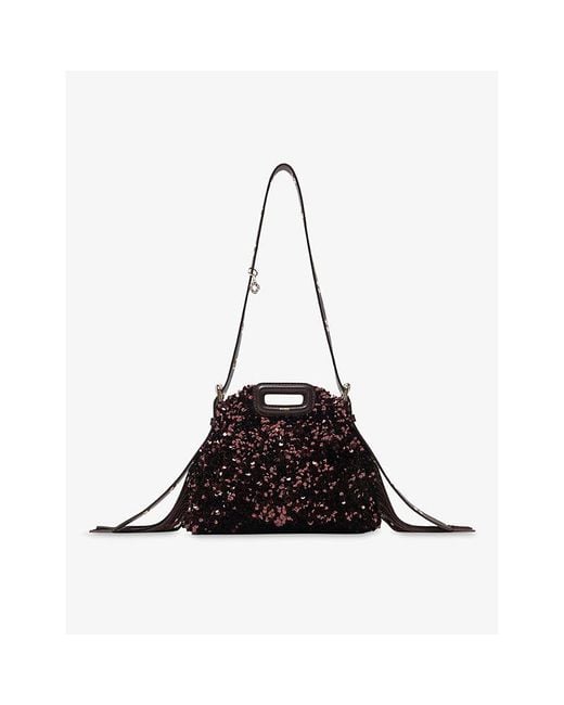 Maje Black Miss M Mini Sequin-Embellished Shoulder Bag