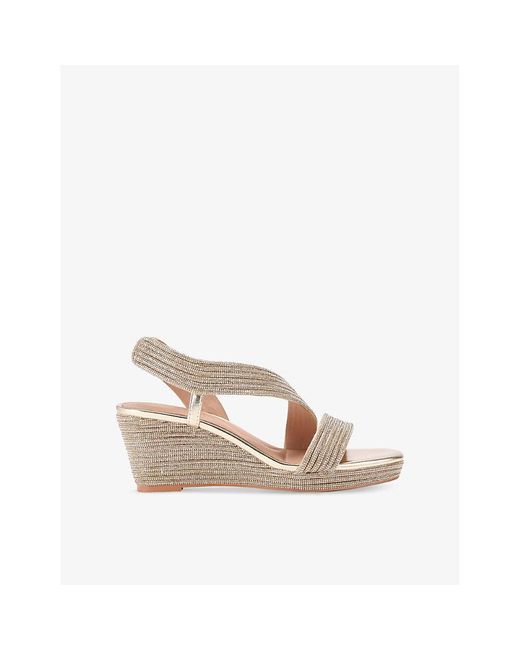 Carvela Kurt Geiger Natural Gala 70 Jewel-Embellished Rope-Effect Wedge-Heeled Woven Sandals