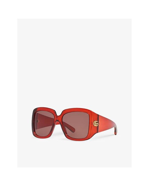 Gucci Pink Gc002115 gg1402s Square-frame Acetate Sunglasses