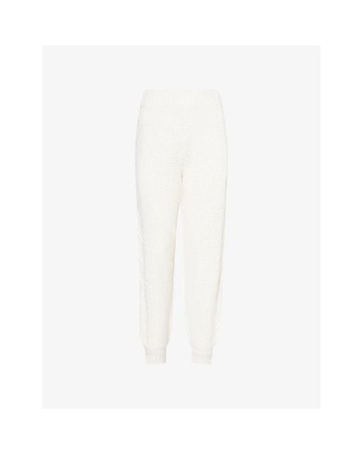 Perfect Moment White Crystal Knitted Merino-Wool Jogging Bottoms