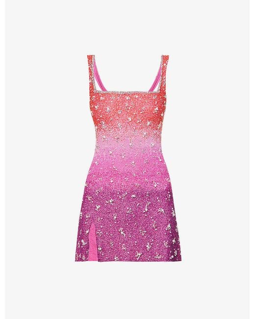 Clio Peppiatt Pink Gradient Sequin-embellished Stretch-woven Mini Dress