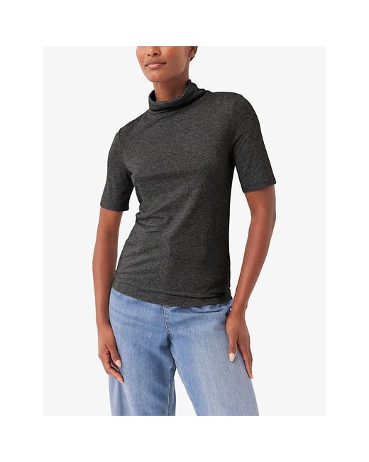 The White Company Black Roll Neck Knitted T-Shirt