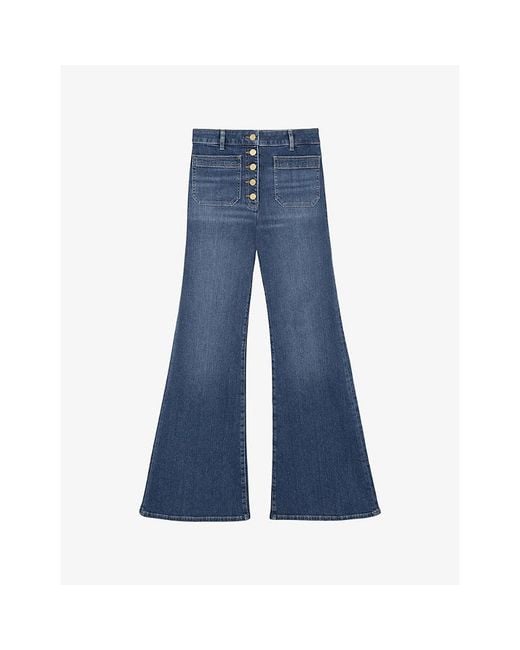 Reiss Blue Cali Flared Stretch-Denim Jeans