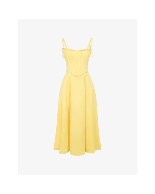 House Of Cb Women's Yellow Clarabelle Sleeveless Cotton-Blend Midi