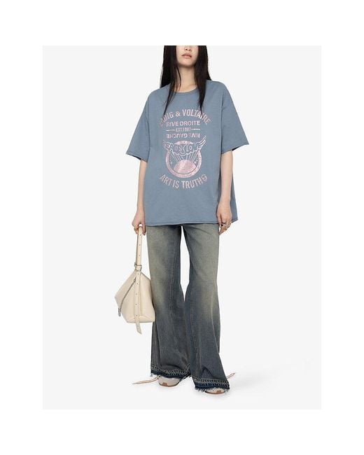 Zadig & Voltaire Blue Berry Graphic-Print Short-Sleeve Cotton T-Shirt