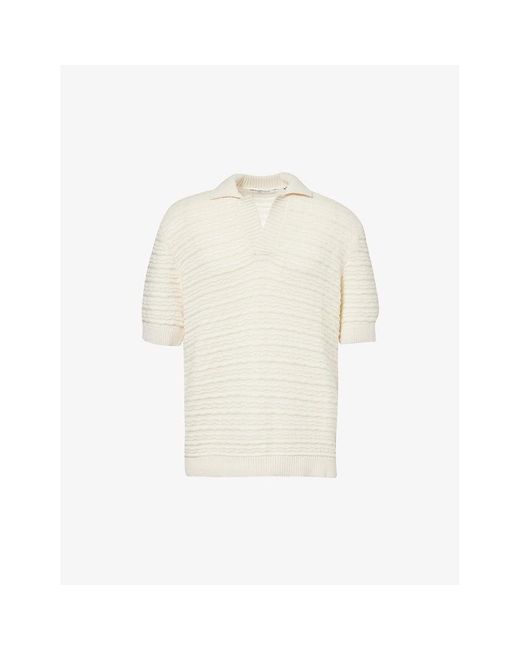 Daily Paper White Jabir Crochet-knit Cotton Polo Shirt for men