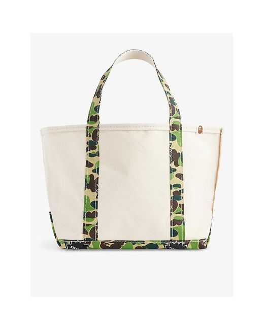 SAINT Mxxxxxx Natural X A Bathing Ape Brand-embroidered Cotton Tote Bag for men