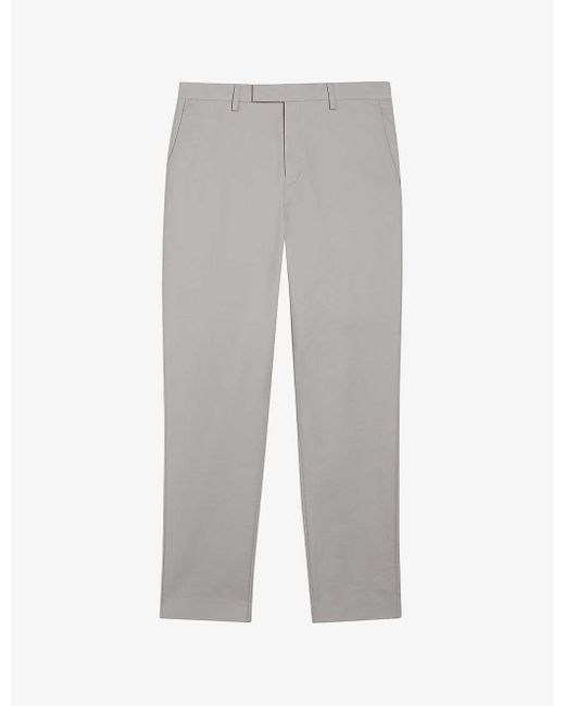 Ted Baker Gray Felixt Straight-leg Slim-fit Stretch-cotton Trousers for men