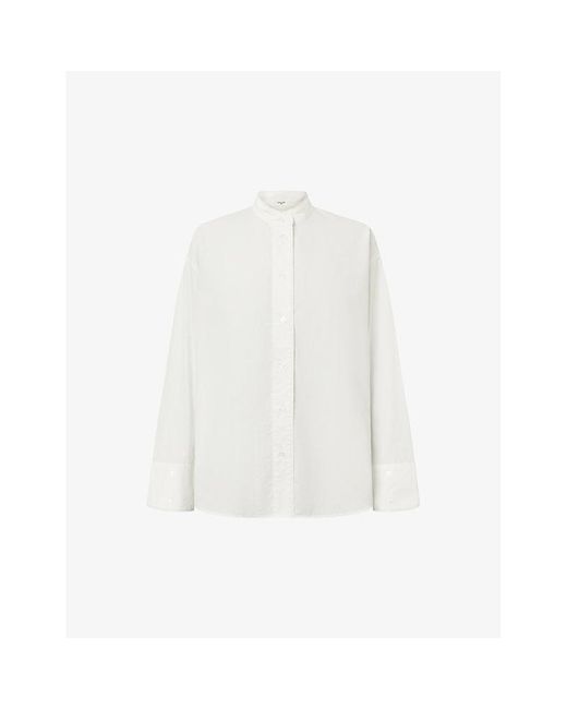 Lovechild White Zuri Mandarin-collar Relaxed-fit Organic-cotton Shirt