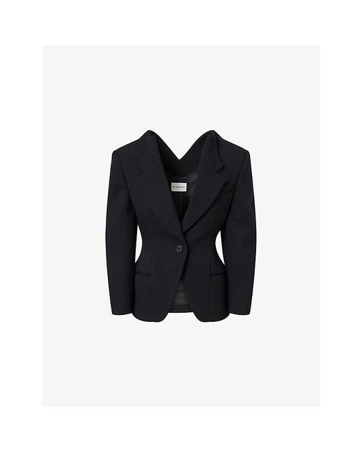 Givenchy Black Single-Breasted Cinched-Waist Wool-Blend Jacket