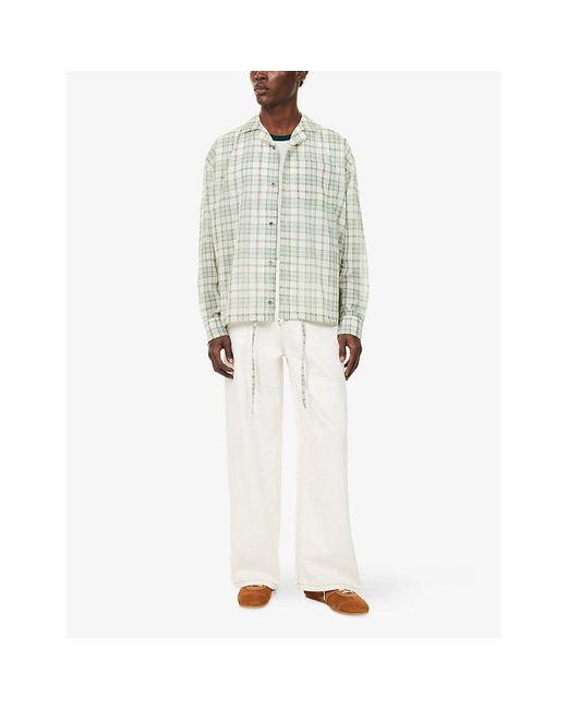 AMI White Wide-Leg Denim Trousers for men