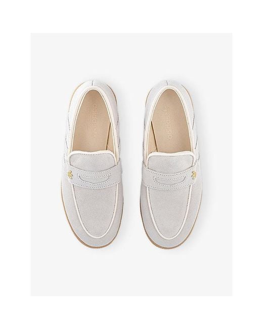 Adidas White Handball Spezial Suede Loafers for men