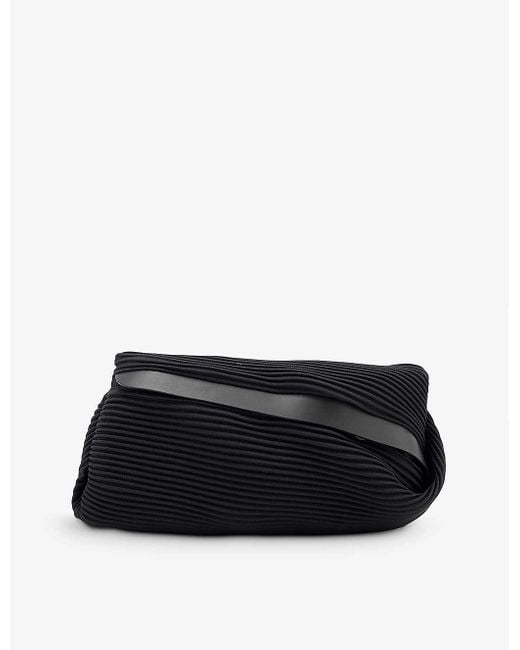 Pleats Please Issey Miyake Black Pleats Bias Asymmetric Woven Bum Bag