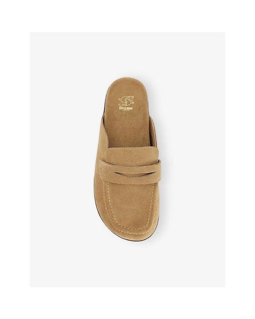 Dune Brown Goldens Suede Mule Loafers
