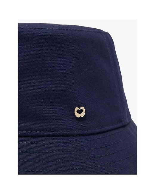 Maje Blue Embellished Wide-Brim Cotton Hat