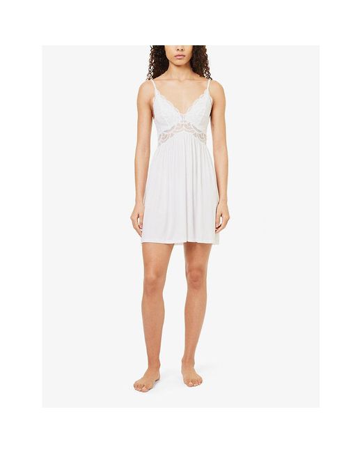 Eberjey White Mariana V-Neck Stretch-Jersey Nightdress